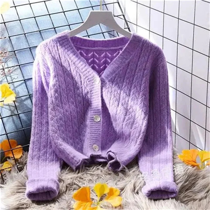 Women Cardigans Autumn Winter Single Breasted V-neck Knitted Sweater Spring Fashion Short Knitwear Solid Cardigan Jumpers 250106