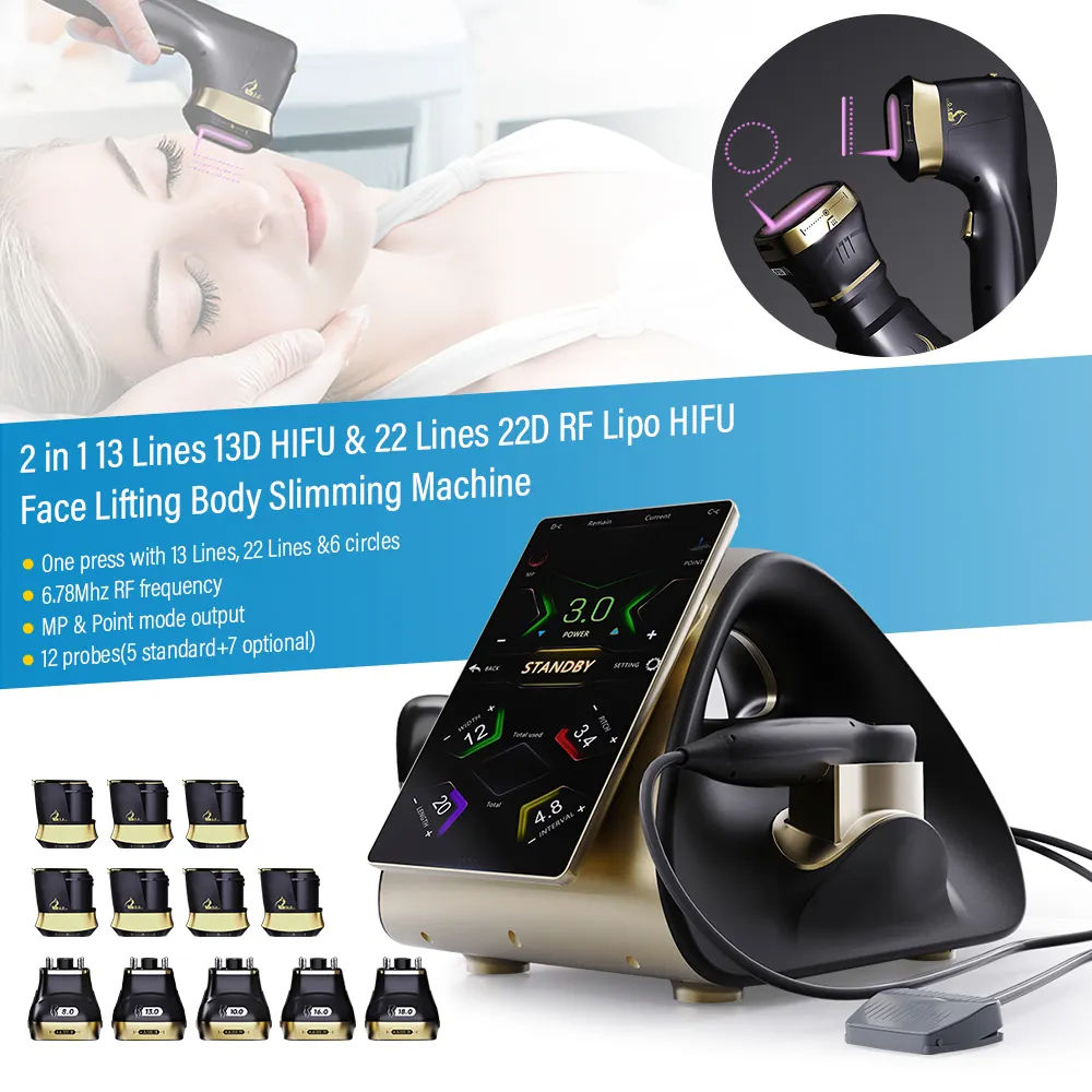 2025 22 Lines Lipo 22D HI FU machine for face lift & body slimming