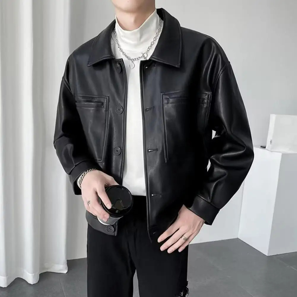 Leather Biker Bomber Jacket Mens Motorcycle Clothing Smooth Soft Texture PU Jackets Man Autumn Coat 241224