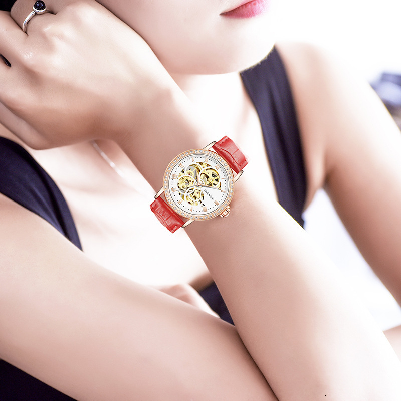 New Arrival Genuine Automatic Mechanical Watch for Women with Skeleton Dial and Stainless Steel Band