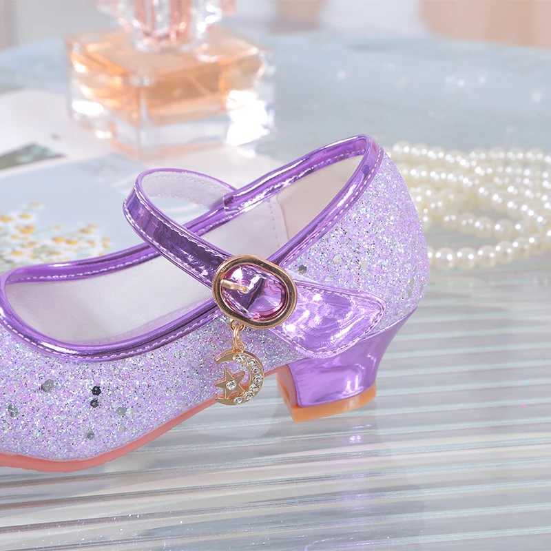 Unicus Girls High Heels Childrens Leather Shoes Little Princess Single Shoes Glitter Student Dance Performance Gift W250108