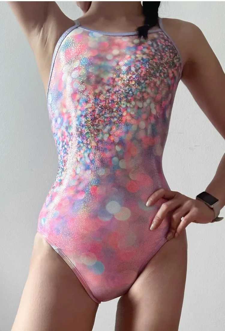 Womens Profional Swimsuit Athtes Sporty Swimwear Competition Fa Digital Printing Triang JumpsuitXJ240108