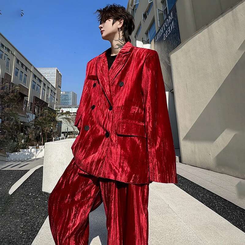 Personalized Trendy Jackets Two-Piece Sets Autumn Men's Clothing Stylish Elegant Straight Suit Pants
