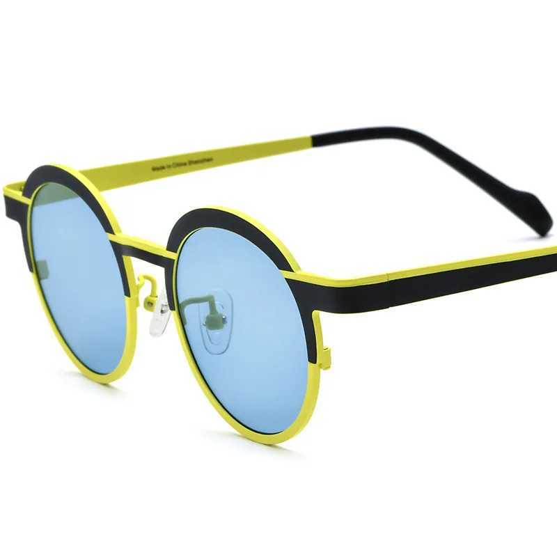 Colorful ultra bright titanium design circular sunglasses polarized UV400 fashionable solar driving glasses tin plated glasses W250109
