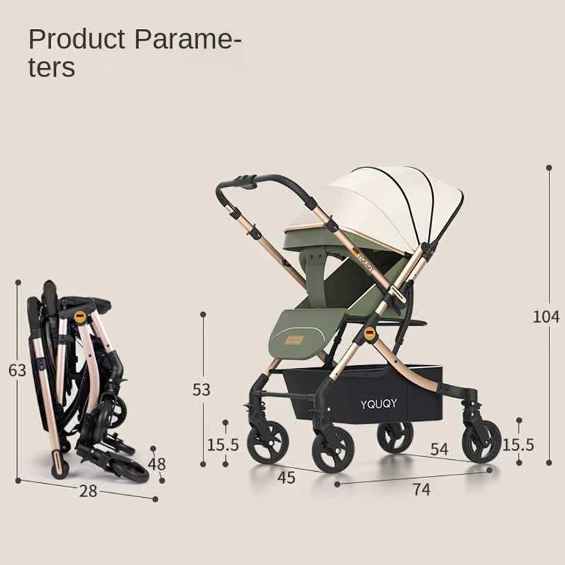 Double baby strollers can be used to sit down and lie down with a detachable combination of high landscape and lightweight one click folding two-way s