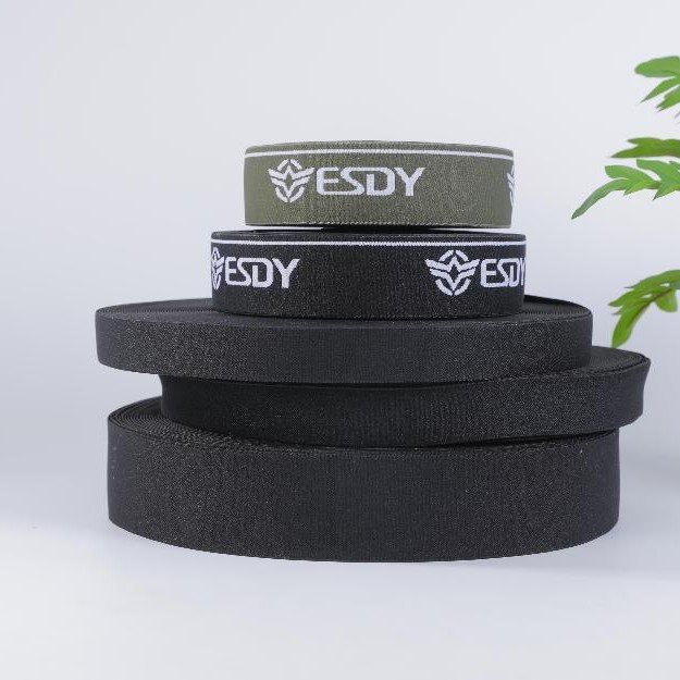 Wide and thick elastic band flat rubber band elastic material waistband elastic band high elasticity durable black and white letter jacquard ban One i