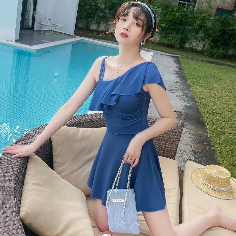Drop Ship One-piece Swimsuit Strapss Off-shoulder Slim Swimsuit Womens Lace Skirt Swimsuit 2024 New XJ240108