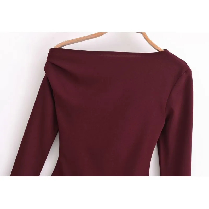 TRAF Asymmetric Elastic Chiffon Top Womens for Women Autumn Casual Shirts Slim Blouse Female Blouses 250109
