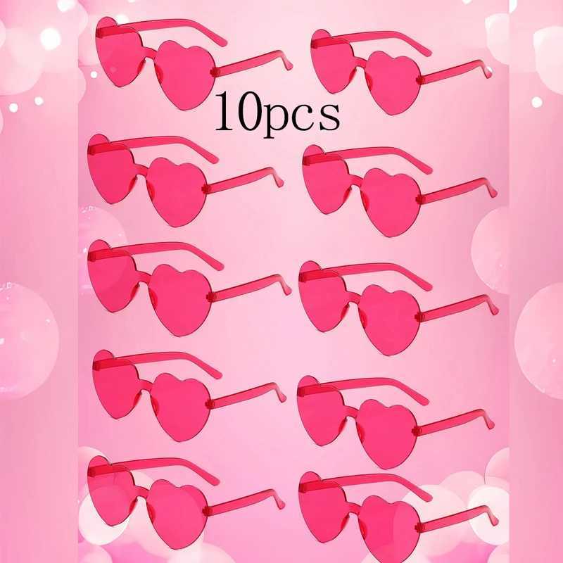10PC heart-shaped sunglasses love sunglasses jelly colored frameless heart-shaped integrated glasses dazzling colored glasses W250109