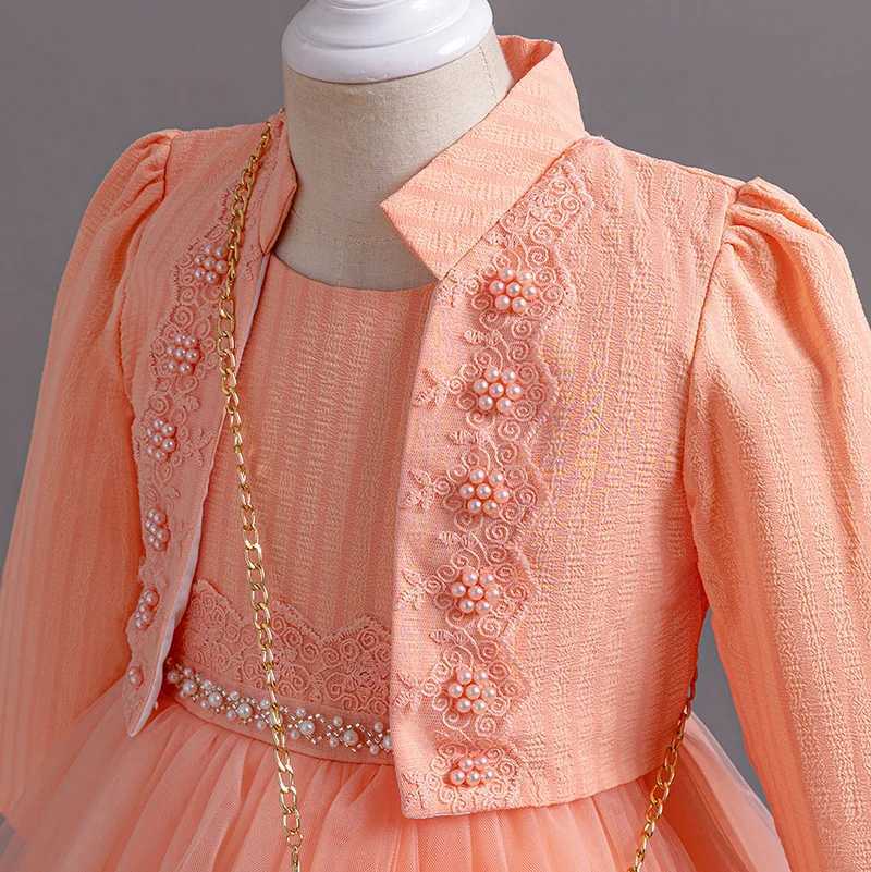 2024 New Two Piece Princess Dress Girls Par Birthday Multi Layered Fluffy Mesh Girl Dress High End Par Performance DressXJ250108