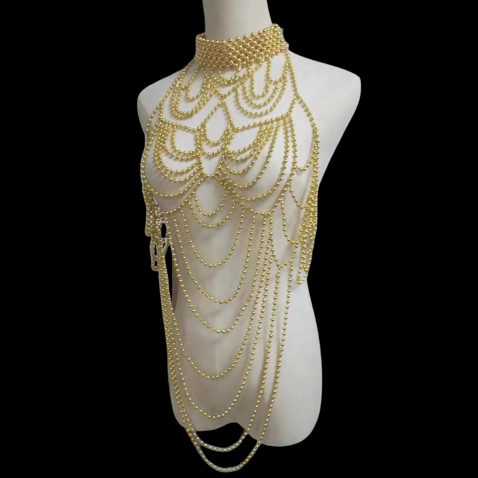 Body Chain Jewelry Pearl Sexy totally hand-made Shoulder Bikinis Waist Chain Bra Body Chains For Women Waist Hain Wedding Dress 250107
