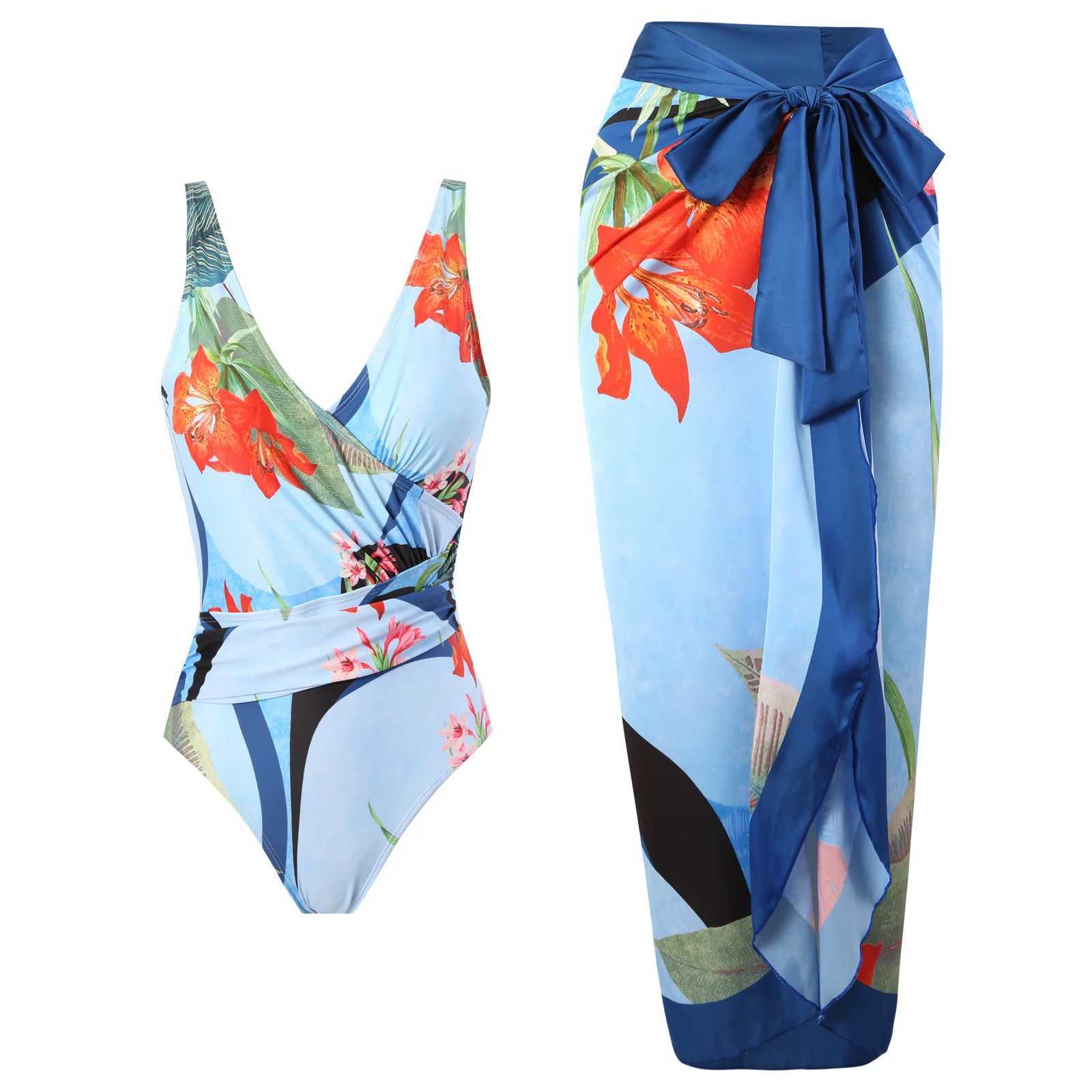 Women vintage sty one piece swimsuit for big breasts Monokini plus size tummy control bathing suit luxury swimwear with skirtXJ240108