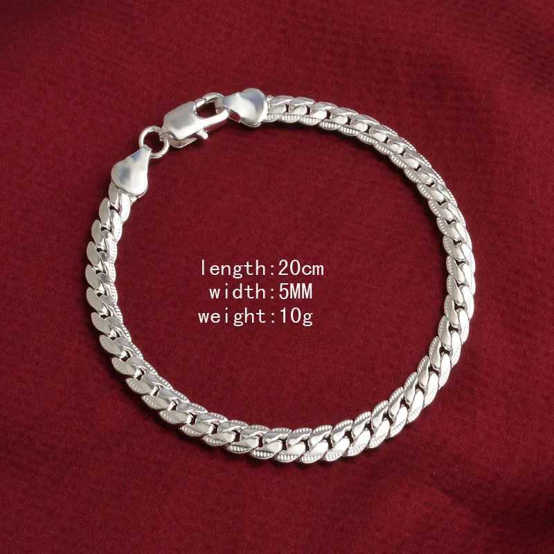 Mens Jewellery 8 Inch Bracelet 5MM Sideways Chain Bracelet for Woman Men Fashion Wedding Engagement Jewelry Gift Pulsera HombreXJ250109