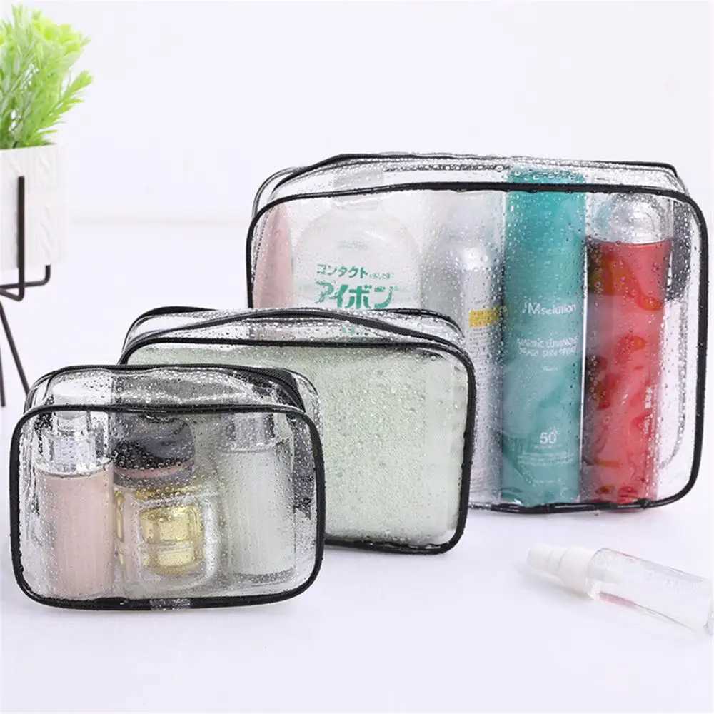 Womens waterproof zipper storage bag transparent makeup bag makeup box W250109