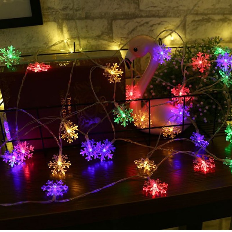 Cross-border LED snowflake string Christmas decoration wedding room decoration small colored lights Christmas tree decoration wholesale