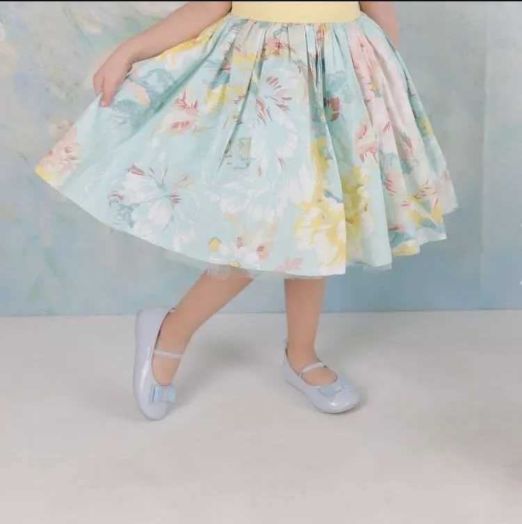 0-12Y Baby Girl Summer Rose Floral Blue Turkish Vintage Lolita Princess Ball Gown Dress for Birthday Holiday Casual EidXJ250108