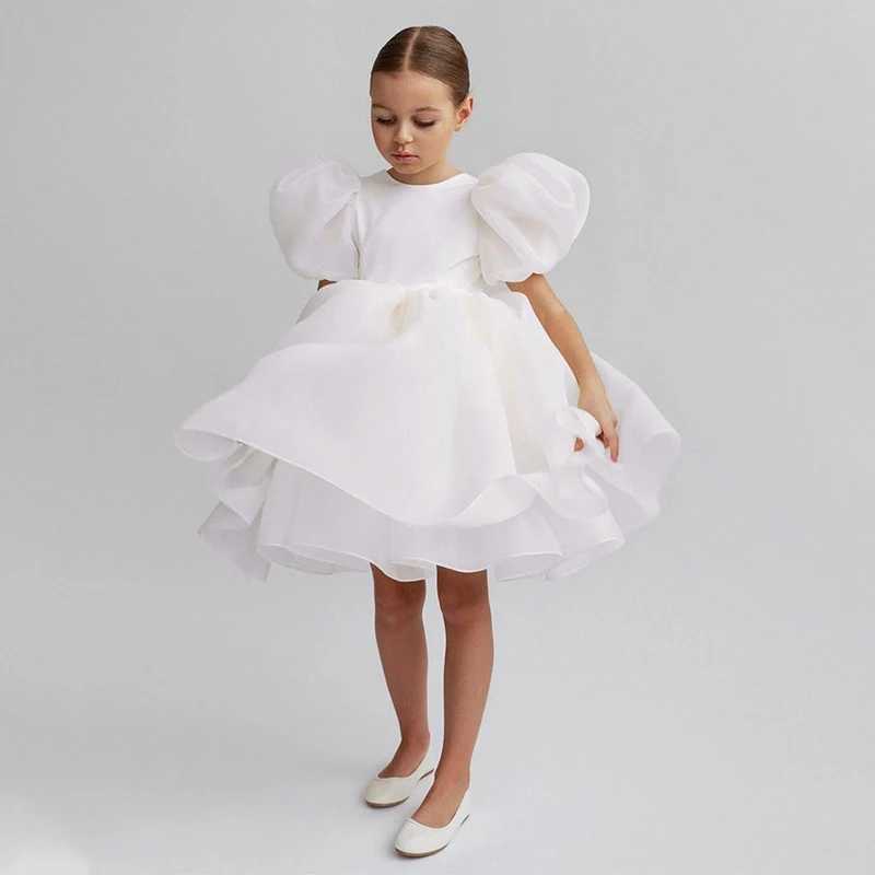 White Fluffy Kids Par Dress For Girl Children Costume Organza Princess Dresses Girls Clothes Birthday Wedding Tutu GownXJ250108