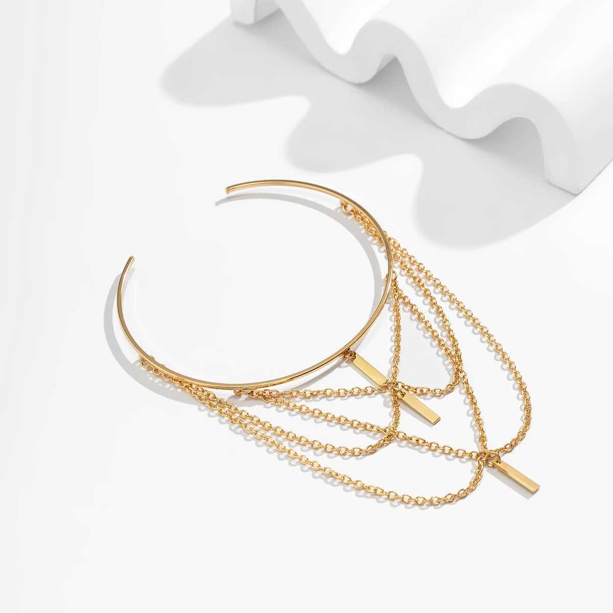 Ingemark Vintage Multilayer Stick Tassel Pendant Upper Armband Cuff Open Bangles for Women Long Chain Arm Bo Bracelet JewelryXJ250109