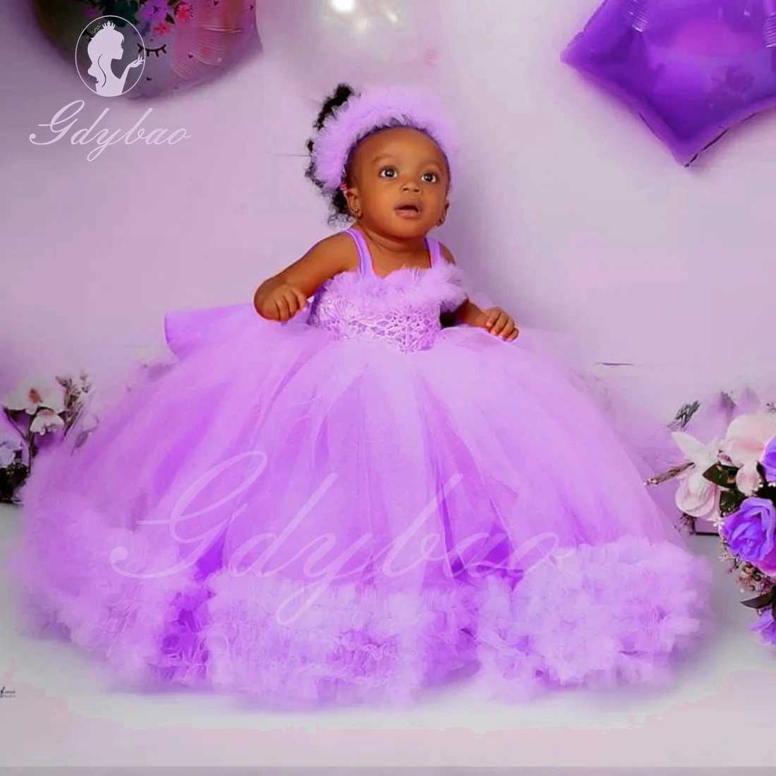 Pink Tulle Flower Girl Dress For Wedding Lace Puffy Sleeveless Princess Baby Pageant Kids Birthday First Communion GownXJ250108
