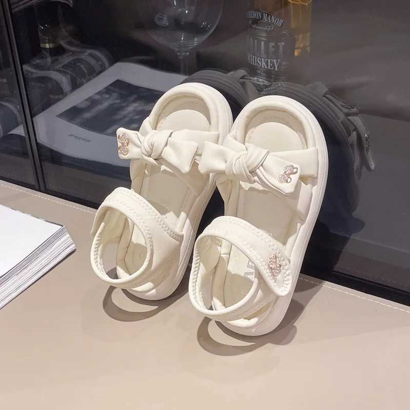 Sweet Girl Princess Dress Sandals Summer New Kids Solid Color Sandals Open toe Fashion Childrens Hospital School Bowtie Sandals W250108