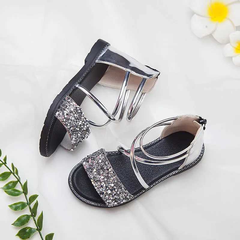 2020 Girls Princess Leather Sandals Summer Glitter Princess Shoes Childrens Sandals Childrens Little Girls 3 4 5 6 7 8 9 10 11 W250108