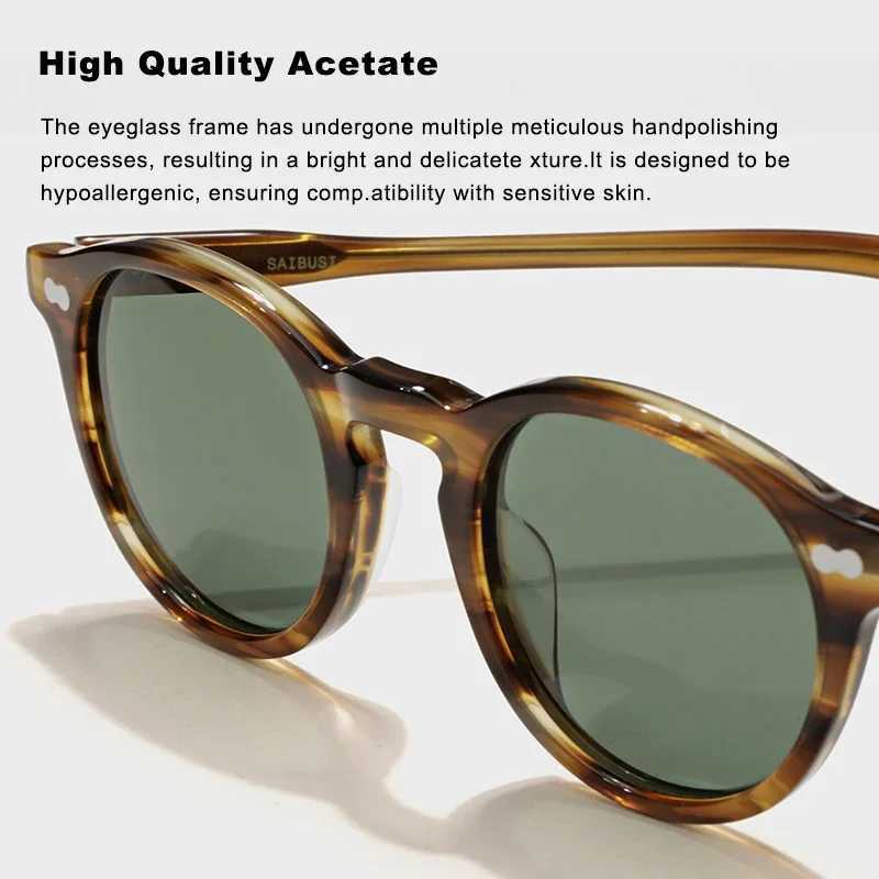 Fashionable retro sunglasses for men classic retro brand designer outdoor driving circular acetate prescription sunglasses for women W250109