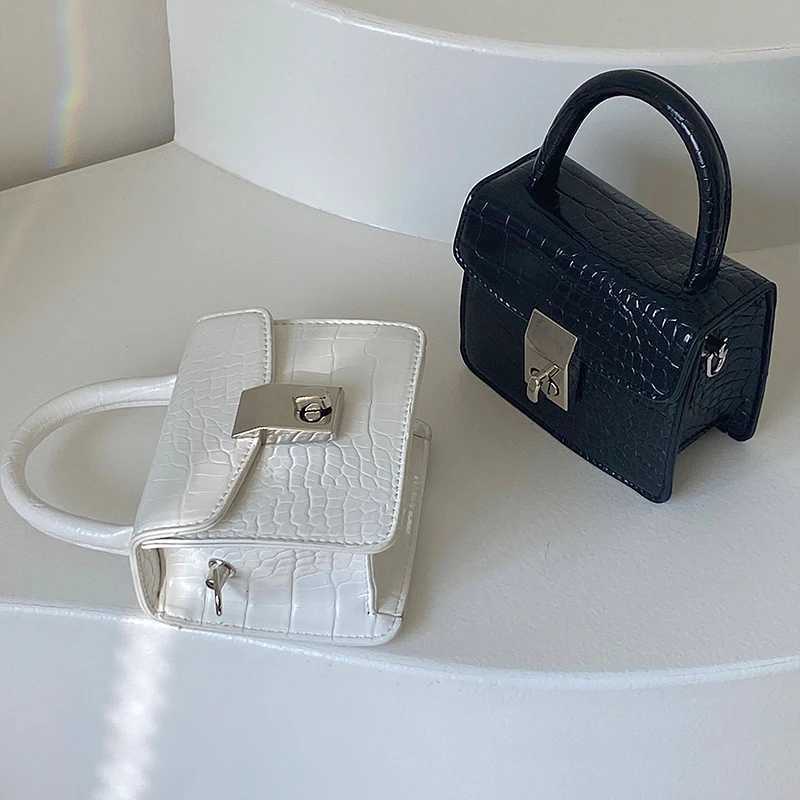Fi odile Pattern Small Square Bag For Women Chain Shoulder Crossbody Bag Glossy Leather Buckle Handbag SahelXJ250108