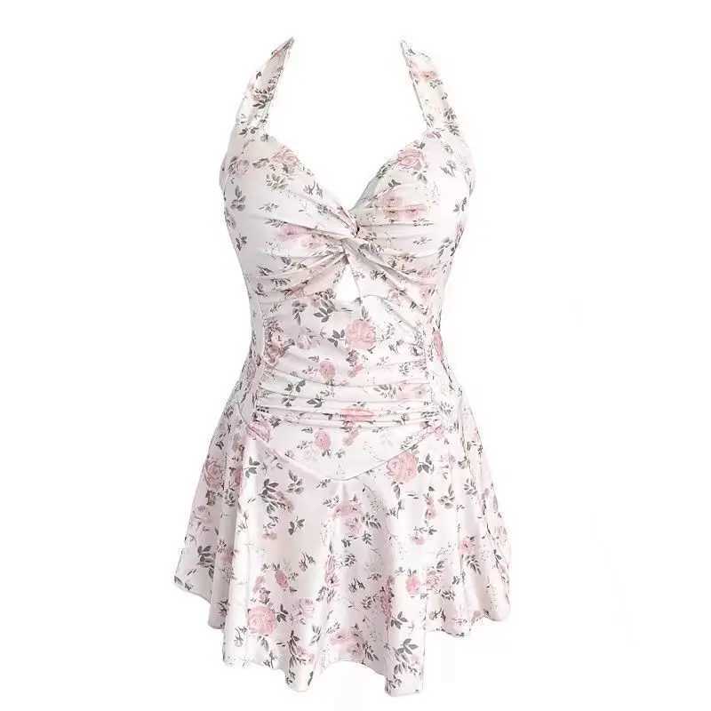Women Hanging Neck Sweet Cute Swimwear Sexy One-piec Beach Wear Swim Suit Beach Dr Swimsuit High Waist Bathing Suit For GirlsXJ240108