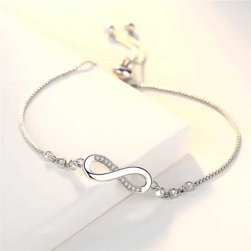 Fine 925 Sterling Silver Crystal Bracelets For Women Fashion Vintage Knot Adjustable Charm Bracelets Party Wedding Jewelry GiftsXJ250109