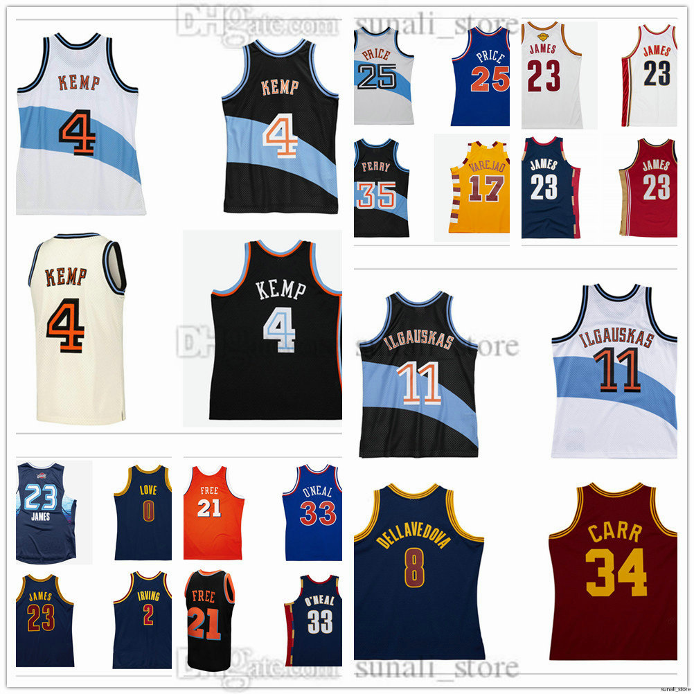 Vintage Basketball Jersey Zydrunas 11 Ilgauskas Shawn 4 Kemp Danny 35 Ferry Mark 25 Price 23 James 0 Love 2 Irving 33 Shaquille 8 Dellavedova 34 Carr 21 Free Size XS-6XL