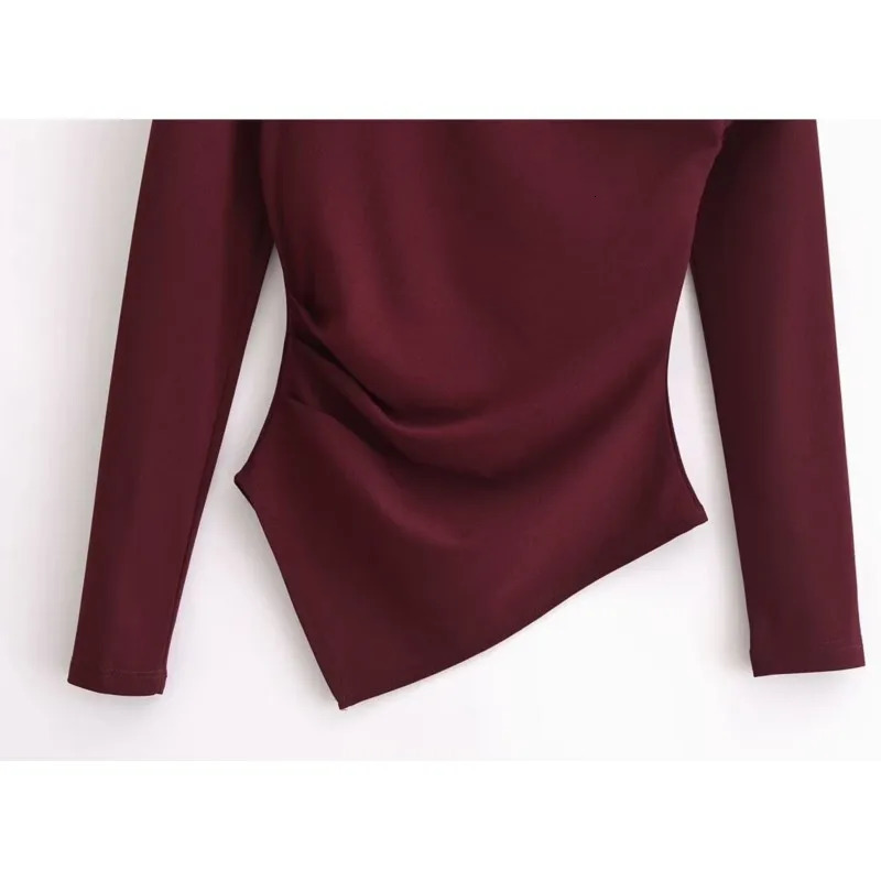 TRAF Asymmetric Elastic Chiffon Top Womens for Women Autumn Casual Shirts Slim Blouse Female Blouses 250109