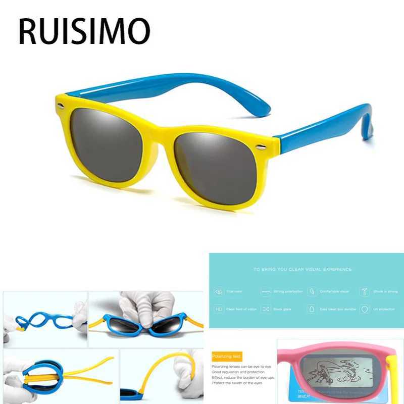 RUSIMO Childrens Polarized Sunglasses TR90 Boys and Girls Sunglasses Silicone Safety Glasses Childrens UV400 Glasses W250109