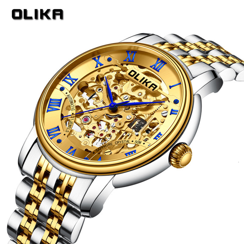 Olilka Men's Double-Sided Skeleton Automatic Watch with Luminous Features