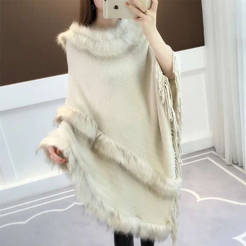 Autumn/Winter New Fringed Mantle Women's Medium-Length Pullover Knit Batik Sweater Sleeveless Fair Isle Knitwear