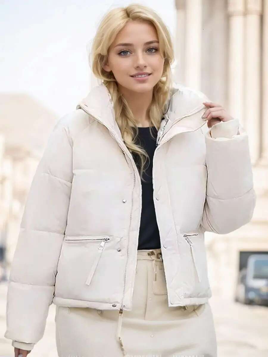 On Sale Autumn Winter Women Ladies Zipper Front Down Jacket Outerwears Short Fashion Warm Puffer Coats Clothing