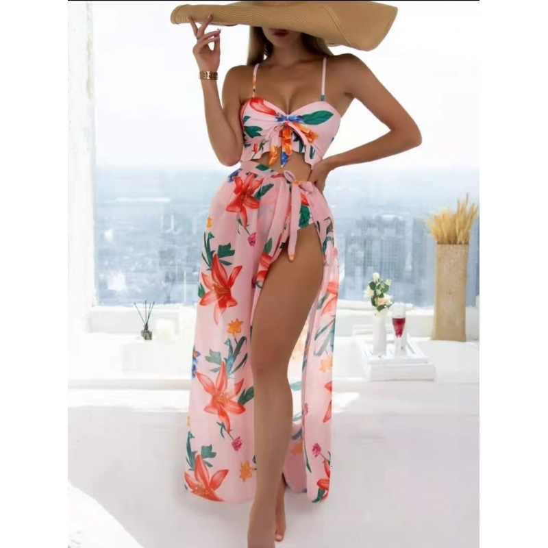 2025 new sexy mesh three piece bikini patchwork skirt designer women's swimsuit