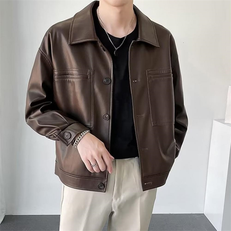Leather Biker Bomber Jacket Mens Motorcycle Clothing Smooth Soft Texture PU Jackets Man Autumn Coat 241224