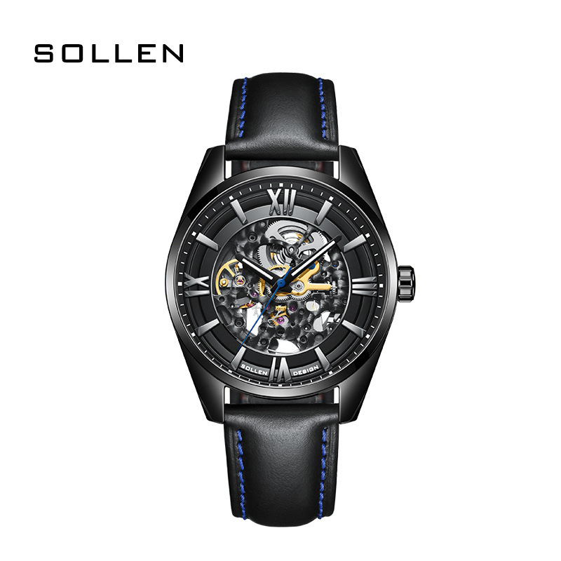 Men's Skeleton Automatic Mechanical Watch - Black Warrior