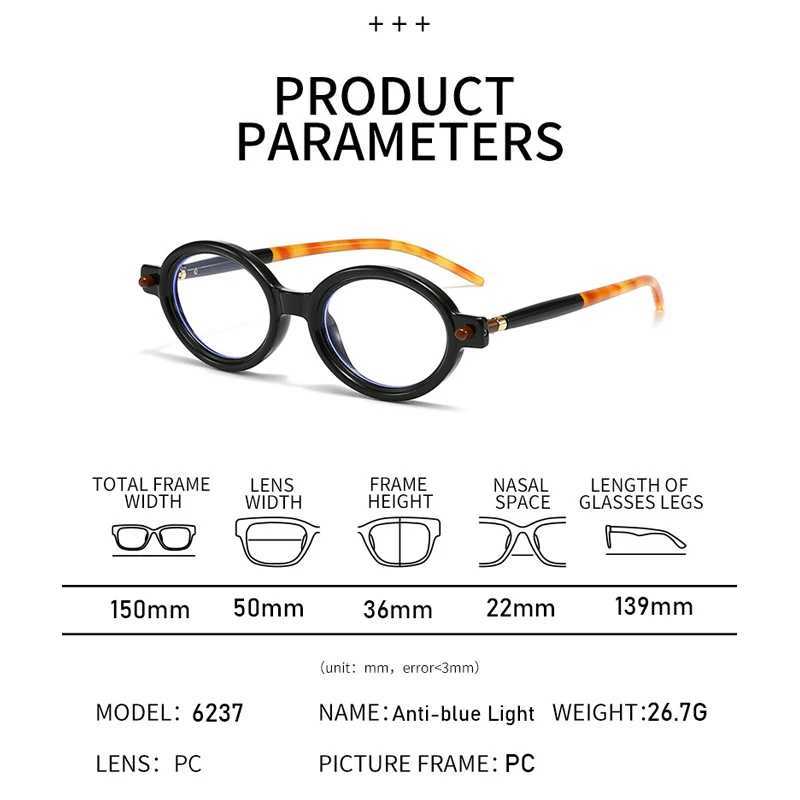 4 pairs/set of oval anti blue light glasses suitable for men women fashionable office accessories glasses design and stitching colored glasses W250109