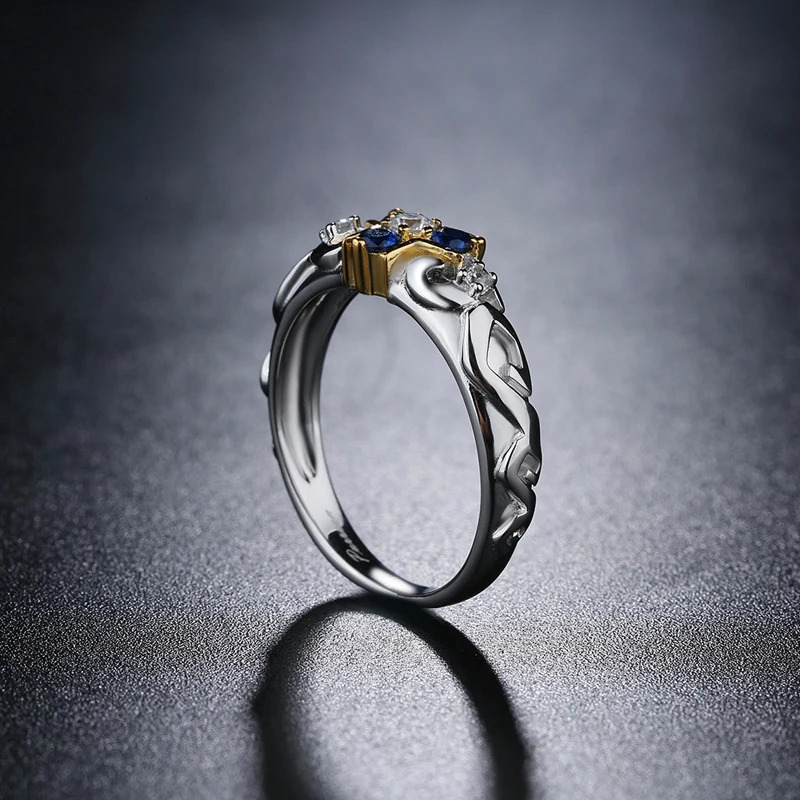 Zelda Tears of the Kingdom Zora Sapphire Sterling 925 Silver Engagement Ring 250106