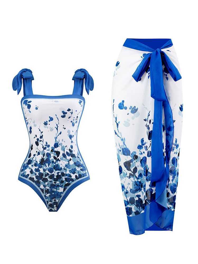 Egant Floral Printed Lace Up Swimsuit Women 2023 Brazil High Waist Tight Beach Suit Sexy ss Ruff Bikini Two Piece SetXJ240108