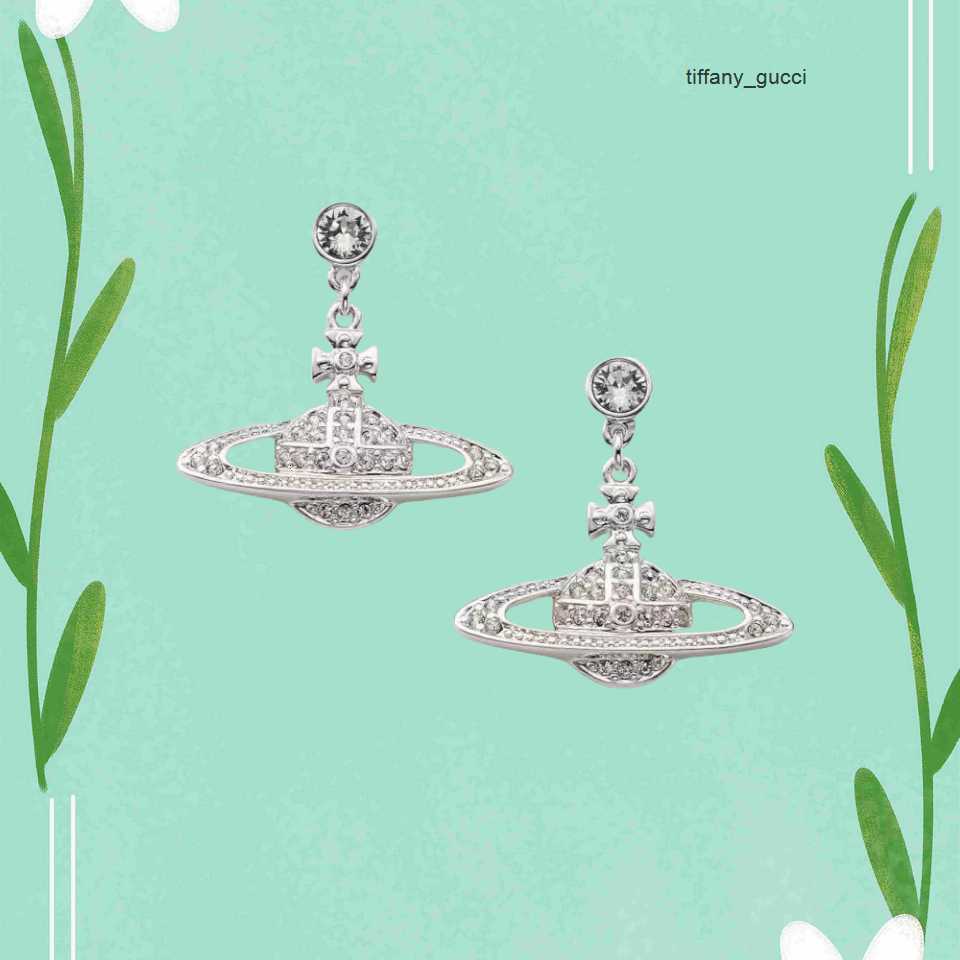 viviane west wood Trend jewelery Designer jewelery High Version Same Saturn Diamond Celebrity Minimalist Earrings Female jewelery