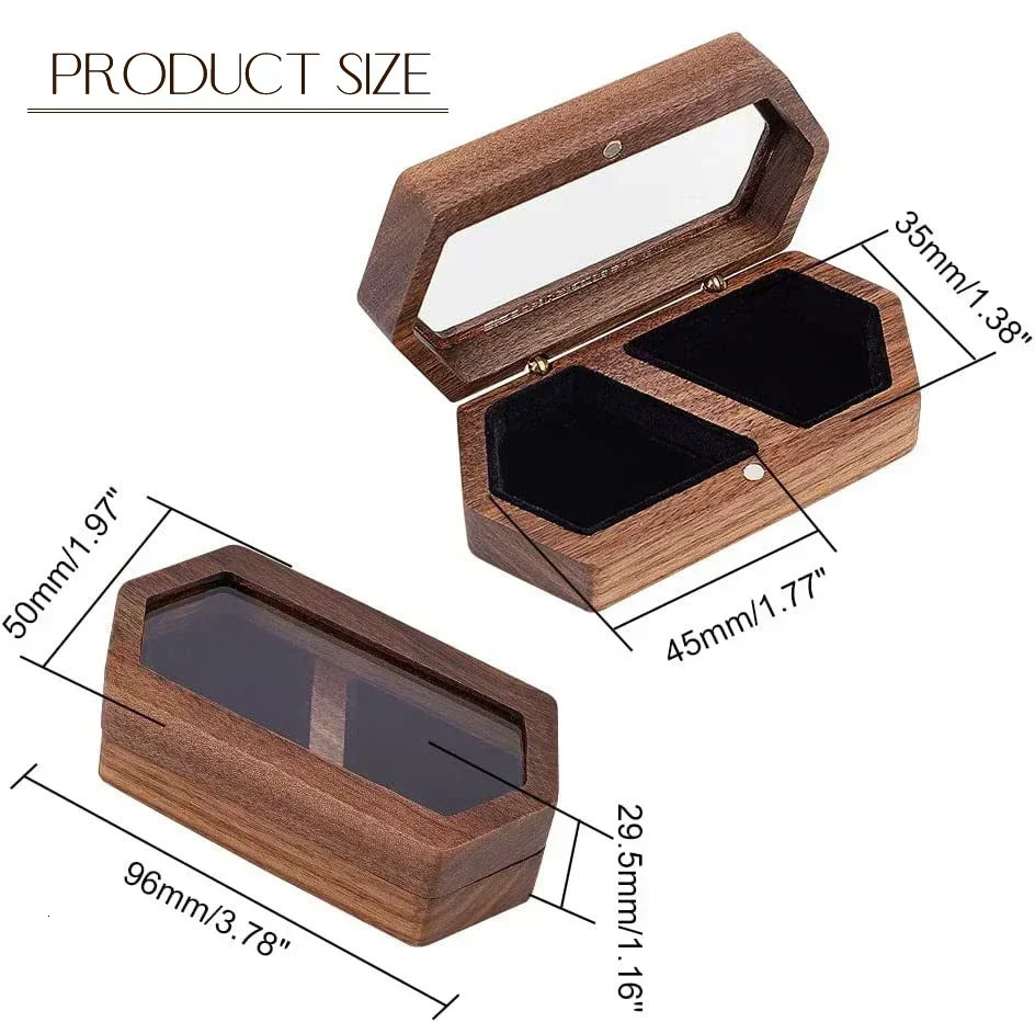 Personalized Wooden Ring Box with Acrylic Cover Custom Engraved Engagement Ring Holder Unique Wedding Ceremony and Proposal Gift 250106