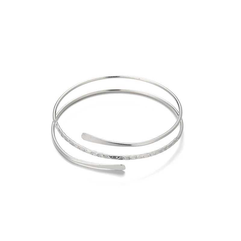 Silver Color Personality Punk Arm Ring Serpentine Metal Hollowed Out Multi-layer Smooth Bracelet Arm Ring For Women JewelryXJ250109