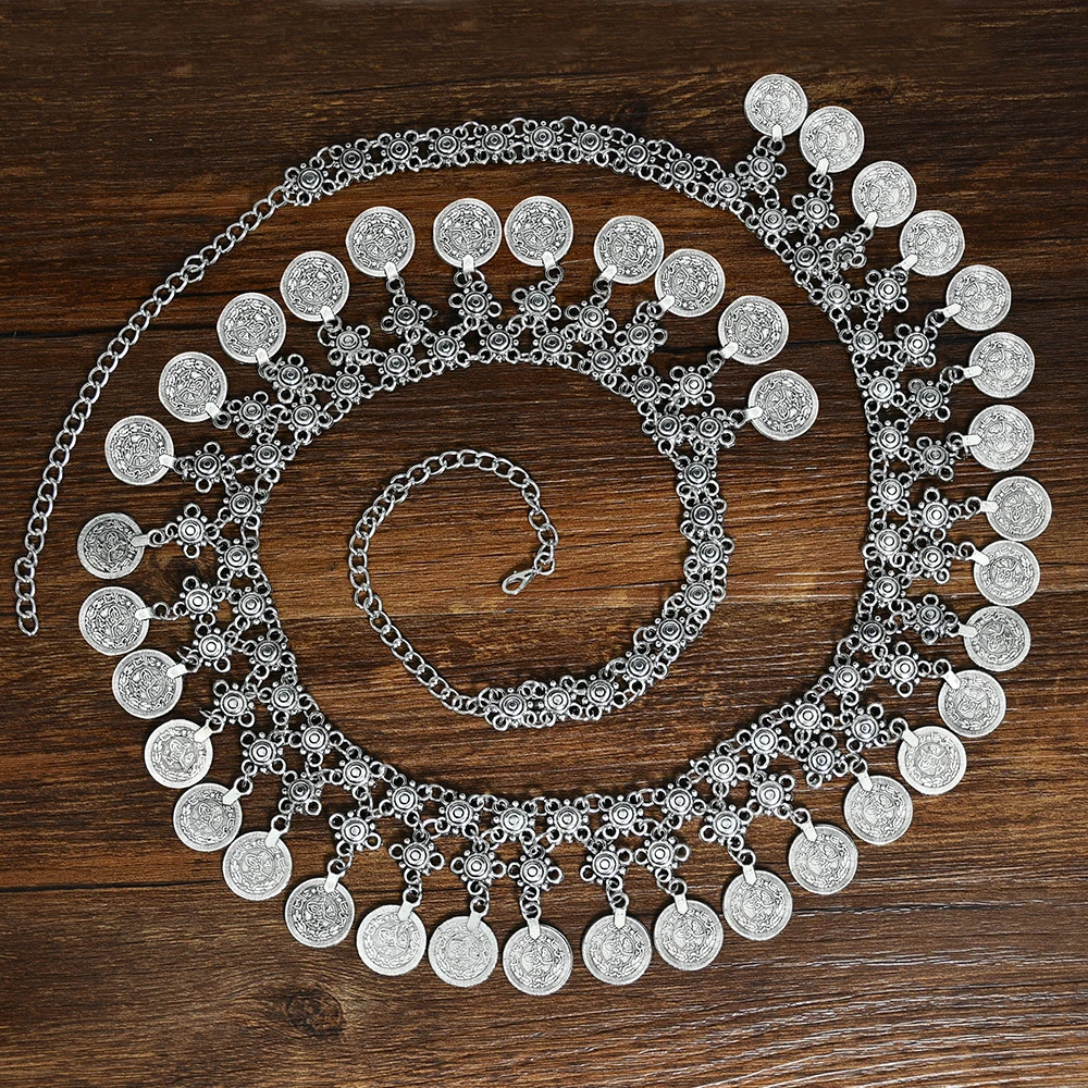 Bohemian Belly Chain Fashion Vintage Coins Charms Long Waist Belt Women Beach Gypsy Turkish Boho Body Jewelry 250107