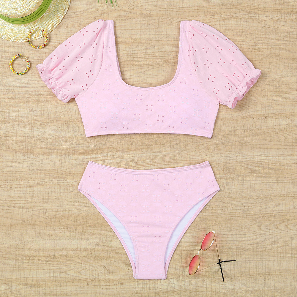 2025 new multi colored sexy slit short sleeved high waisted designer swimsuit beach bikini
