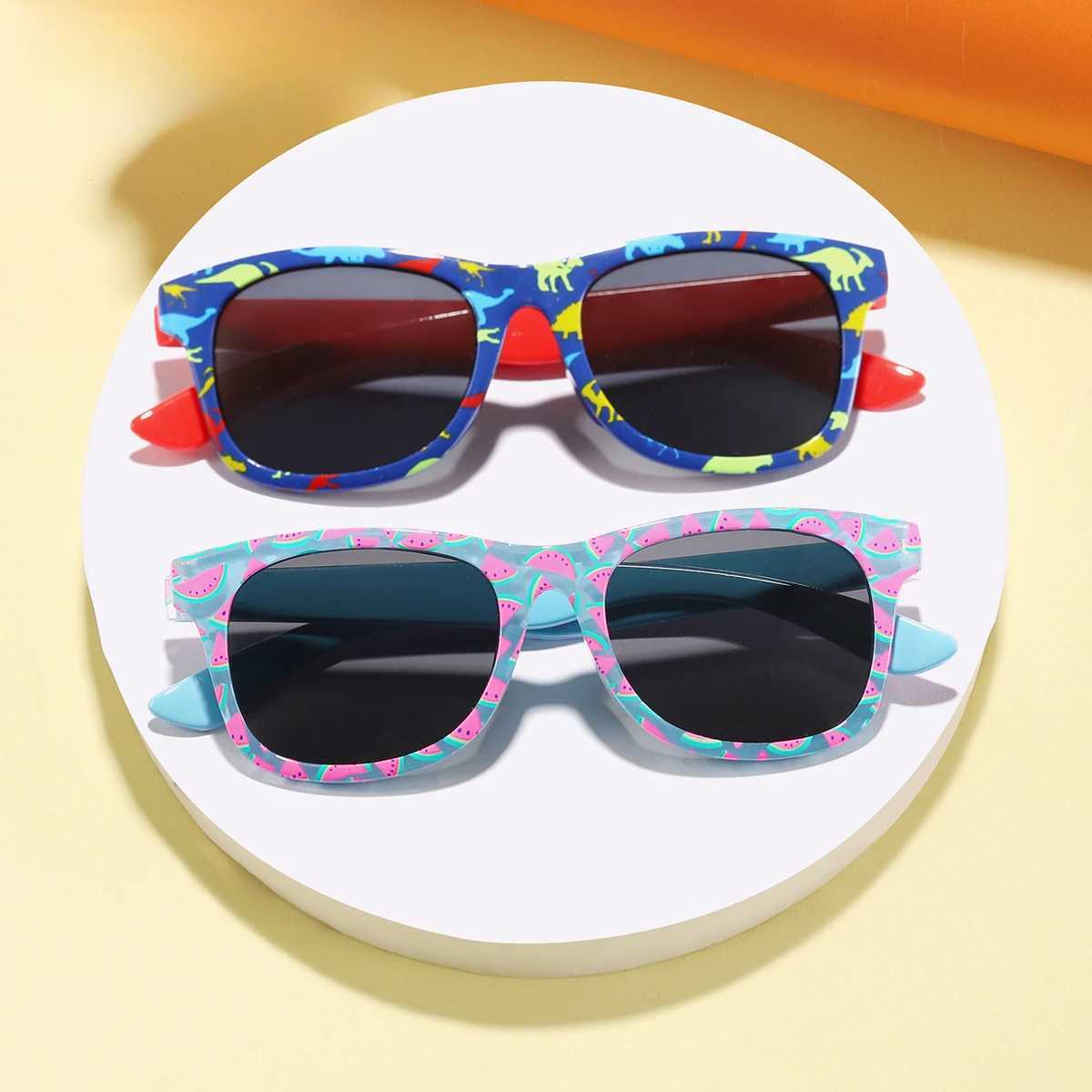 Summer New Dinosaur Square Childrens Outdoor Sunshade Sunglasses Childrens Cute Baby Fashion Sunglasses Girls Boys Glasses W250109