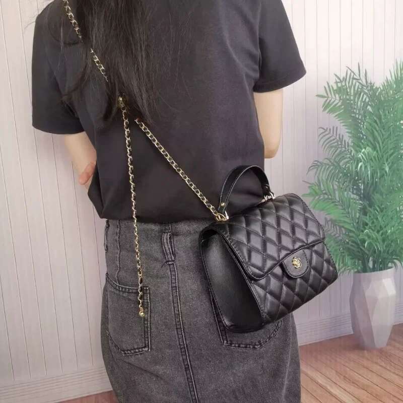 New Fashion Female Shoulder Fragrant Wind Rhombic Lattice Chain Women's Leisure Versatile Small Crossbody Bags