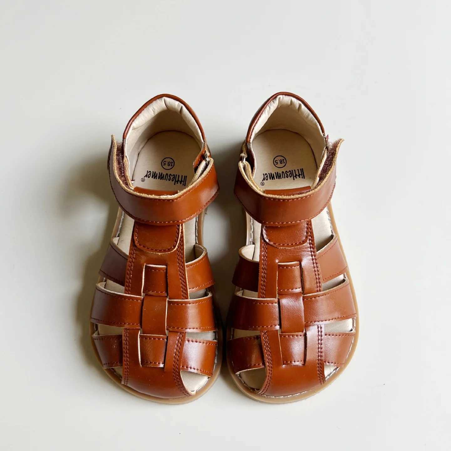 High qu cowhide summer close-up shoes childrens sports sandals real leather birds nest baby shoes girls beach sandals W250108