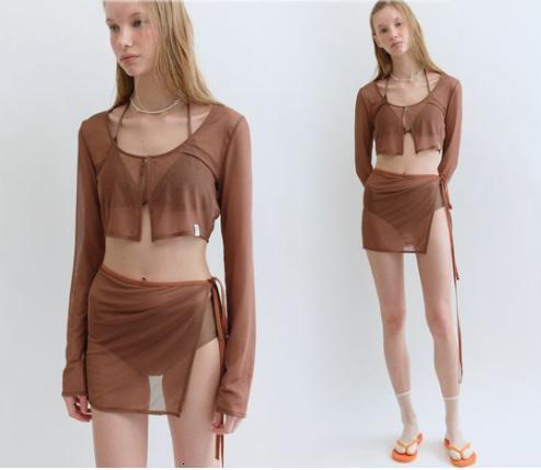 2025 New Thai Pure Desire Small Fragrance Girl Four Piece Set Bikini Bikini One Piece Swimsuit Designer Trendy Swimsuit